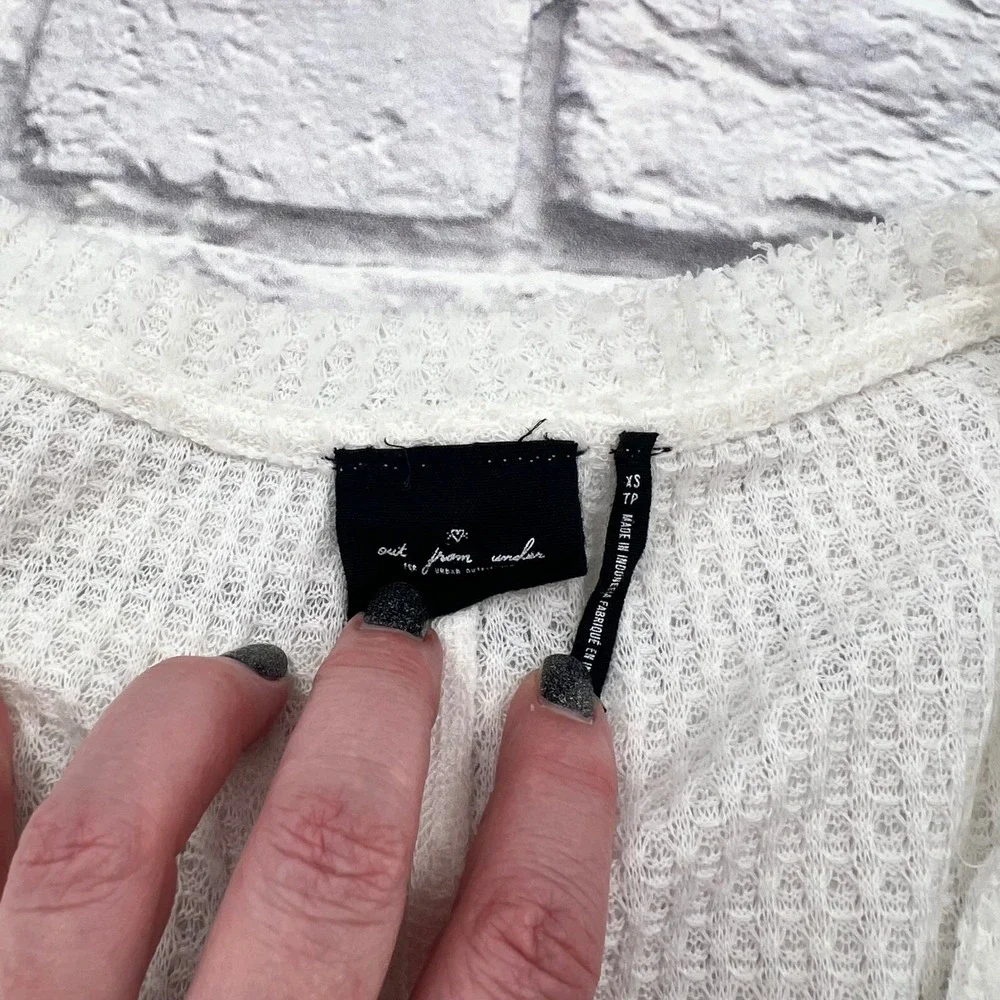 Urban Outfitters Out From Under Thermal Top White Button Front Waffle Knit XS